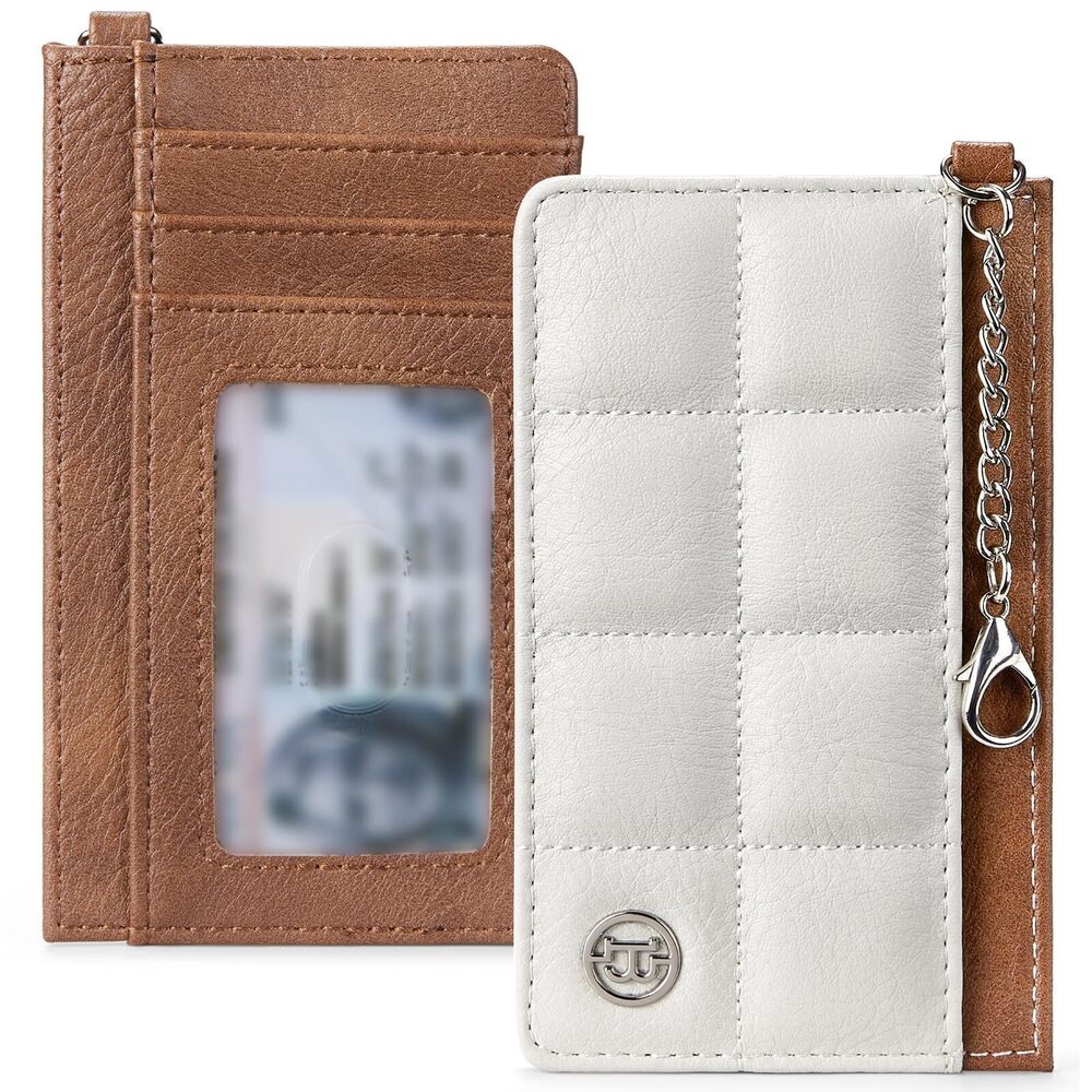 9028 Credit Card Holder RFID Leather Wallets Small Slim Keychain Wallet